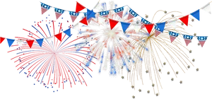 Patriotic Fireworksand Bunting Clipart PNG image