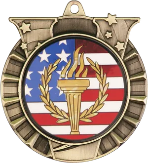Patriotic Medalwith Torchand Stars PNG