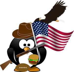 Patriotic Penguinwith American Flagand Eagle PNG image