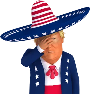 Patriotic Sombrero Cartoon Character PNG image