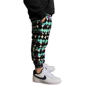 Patterned Black Sweatpants PNG Svj