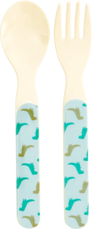 Patterned Childrens Forkand Spoon Set PNG image