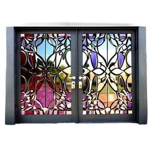Patterned Glass Door PNG 06122024