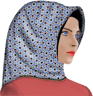 Patterned Hijab Portrait PNG image