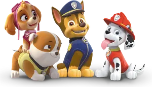 Paw Patrol Characters Chaseand Friends PNG image