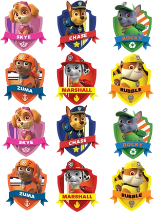 Paw Patrol Characters Shields PNG image