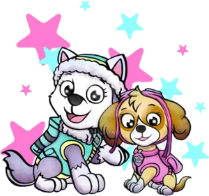 Paw Patrol Everestand Skye Stars Background