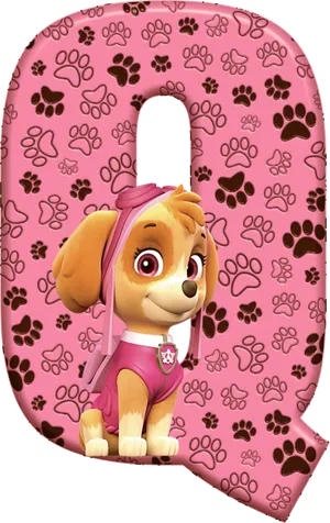 Paw Patrol Pink Pup Letter Q PNG