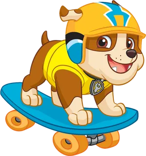 Paw Patrol Rubble On Skateboard