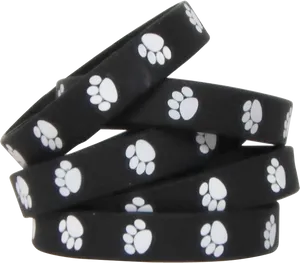 Paw Print Wristbands Black White PNG image