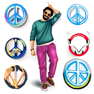 Peace Sign Illustration PNG Ukm9