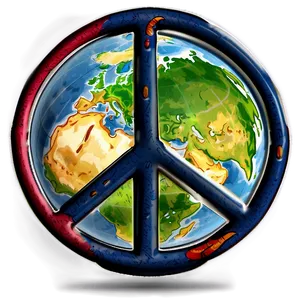 Peace Sign On World Map PNG 24
