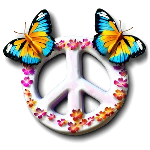 Peace Sign With Butterfly PNG 05252024