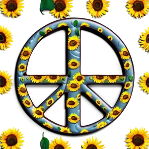 Peace Sign With Sunflowers PNG 05252024