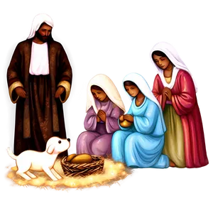 Peaceful Christmas Eve Nativity Scene PNG Onh25 PNG