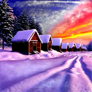 Peaceful Snowfall Village PNG Gxc PNG