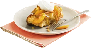 Peach French Toast Dessert Plate PNG image