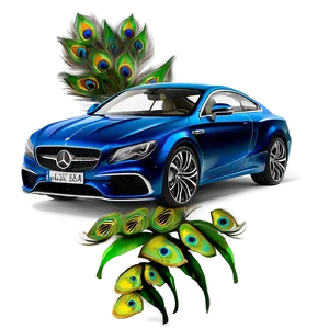 Peacock Blue Car Arrangement Png Hur PNG image