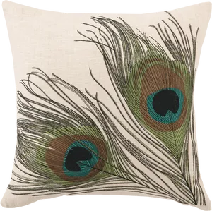 Peacock Feather Pillow Design PNG image