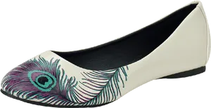 Peacock Feather Print Ballet Flat Shoe PNG image