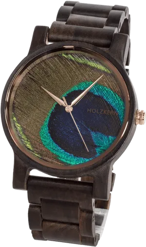 Peacock Feather Watch Design PNG image
