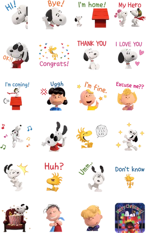 Peanuts Characters Emotions Stickers PNG