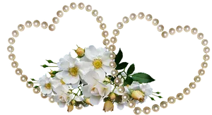 Pearl Embellished Floral Hearts PNG image