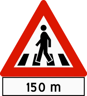 Pedestrian Crossing Sign150m Ahead PNG image
