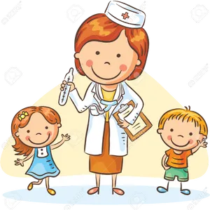 Pediatricianand Happy Children PNG image