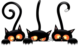 Peekaboo Black Cats Cartoon PNG image