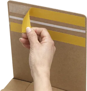 Peeling Adhesive Tape From Cardboard PNG image