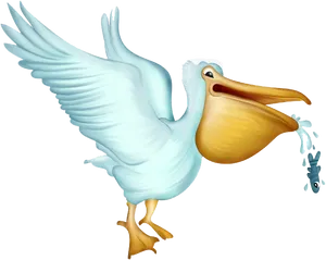 Pelican Catching Fish Cartoon PNG