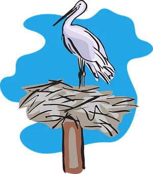 Pelican_ Perched_on_ Nest_ Vector PNG