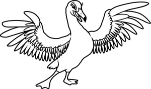 Pelican Spread Wings Illustration PNG image