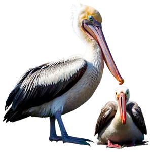Pelican With Young Ones PNG Xby44 PNG