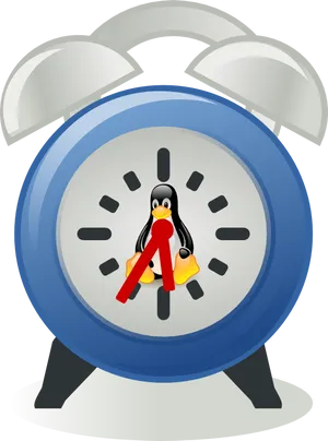 Penguin Alarm Clock Illustration PNG image