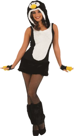 Penguin Costume Woman Posing PNG image