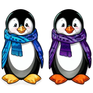 Penguin With Scarf PNG Clu