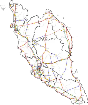 Peninsular Malaysia Road Network Map PNG image