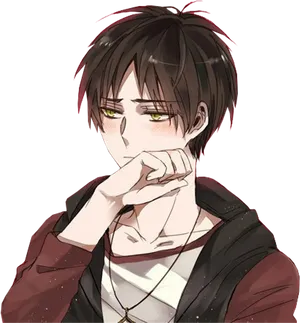 Pensive Anime Boy Artwork PNG