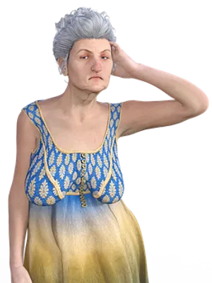 Pensive Elderly Woman C G Character