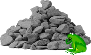 Pensive Frog Beside Rock Pile PNG image