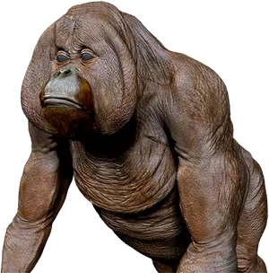 Pensive Orangutan Sculpture PNG image