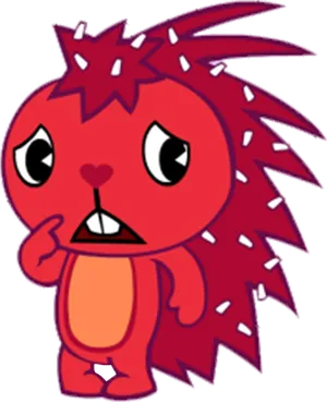 Pensive Red Creature Cartoon PNG image