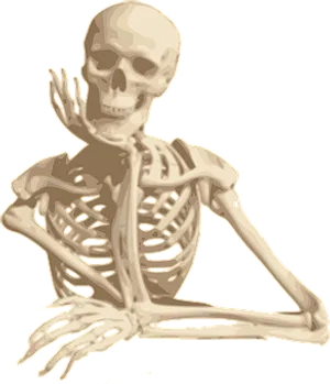 Pensive Skeleton Illustration PNG image