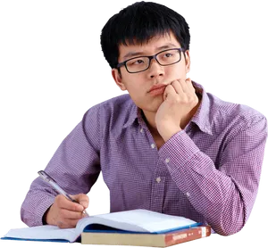 Pensive Studentwith Books PNG image