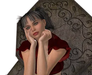 Pensive3 D Rendered Woman