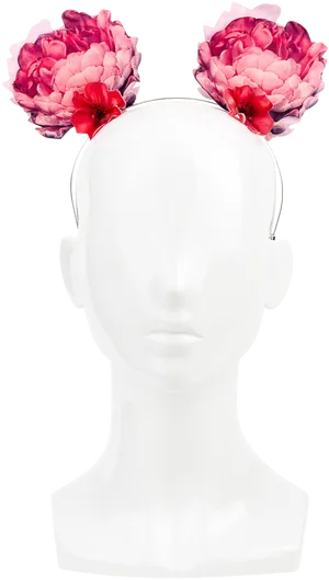 Peony Adorned Headbandon Mannequin PNG image