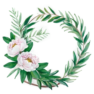 Peony And Greenery Wreath PNG 05242024