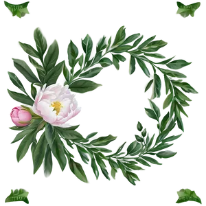 Peony And Greenery Wreath PNG 05242024